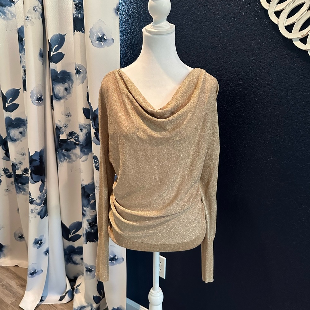 Chicos, metallic gold shirt, size, XL
